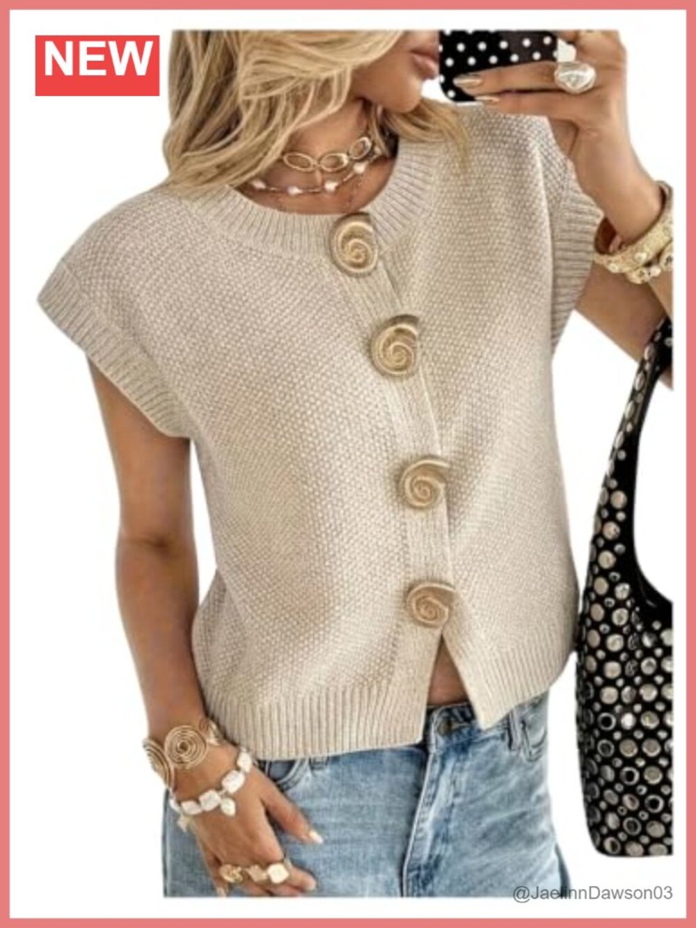 Cap Sleeve Button Down Cardigan Sweater Knit Casual Fall Top